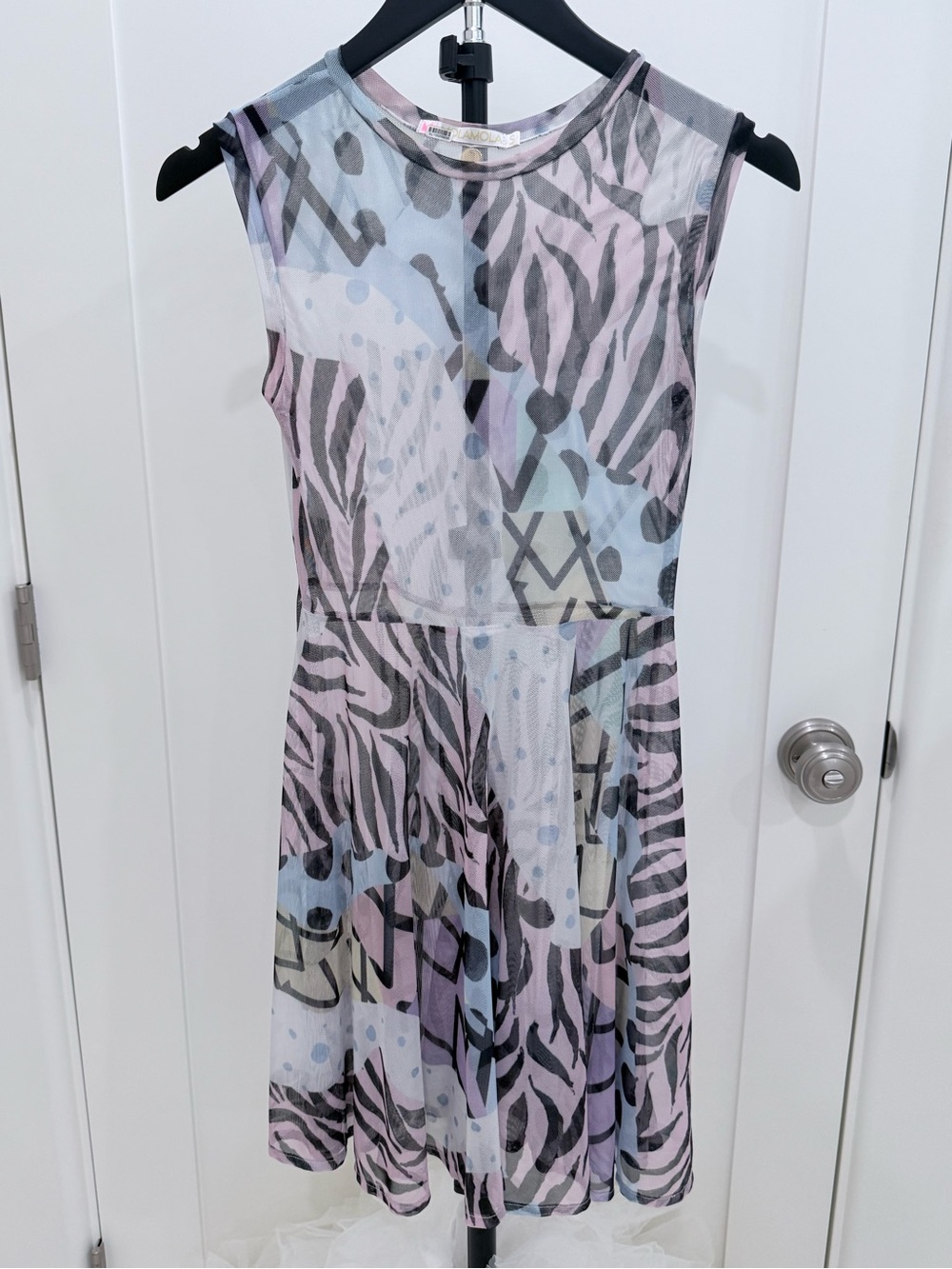 Anthropologie Pastel Mesh Dress in Lavender, Baby Blue, Pale Pink and Light Gray